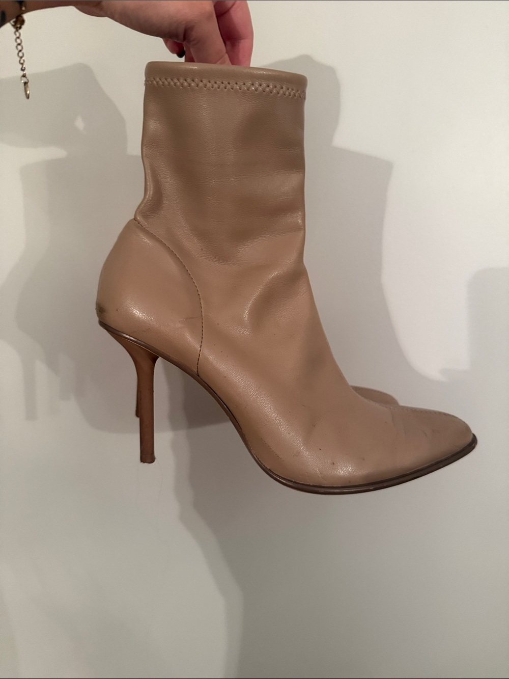 Zara Taupe Pointed-Toe Stiletto Ankle Boots